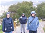 Melissa, Melanie's Mum and Melanie walking up to the castle