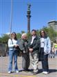 Melissa, Melanie and their parents in front of the Columbus Monument, Barcelona