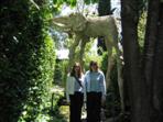 Melissa and Melanie in the garden of Gala & Dali's Castle, Pubol