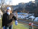 Melanie in front of Princes Street Gardens
