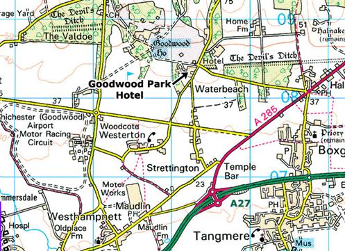 Map showing the Marriott Goodwood Park hotel